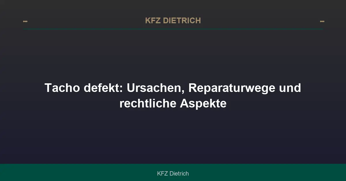 Tacho defekt: Ursachen, Reparaturwege und rechtliche Aspekte