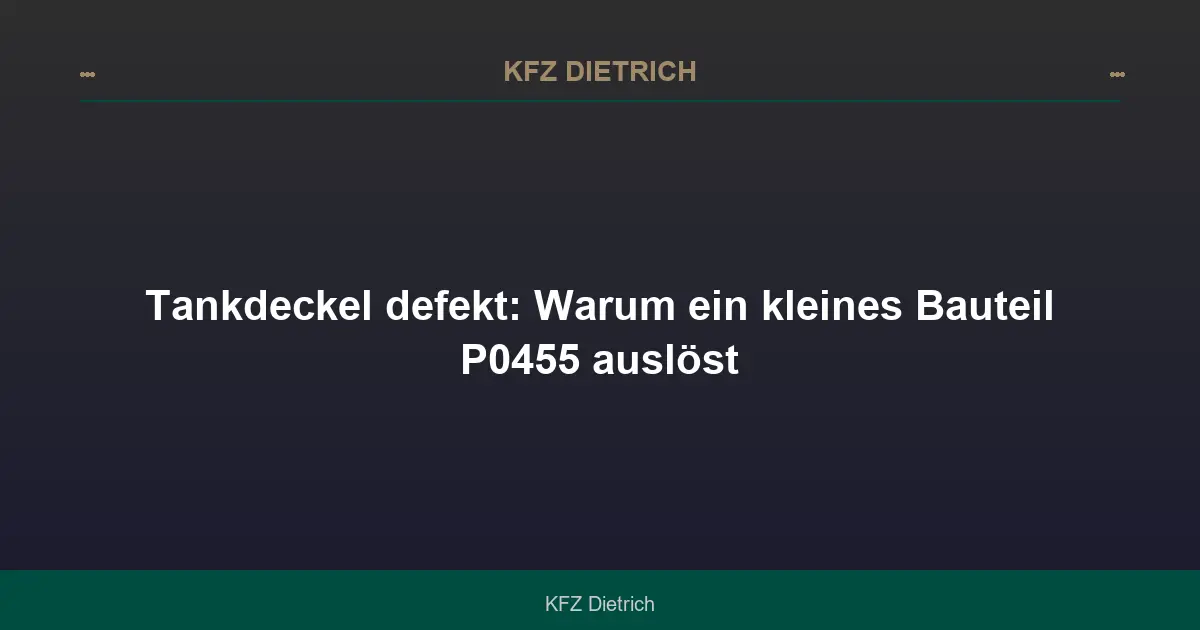 Tankdeckel defekt: Warum P0455 oft nur 30 Euro kostet
