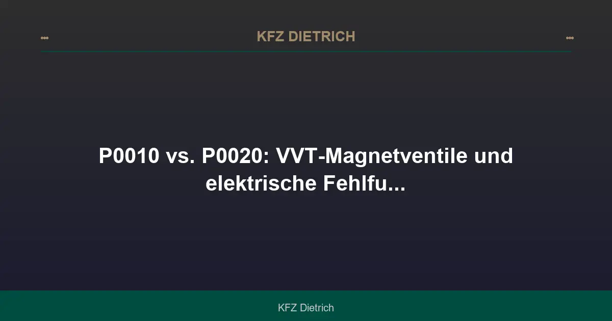 P0010 vs. P0020: VVT-Magnetventile Bank 1 und Bank 2