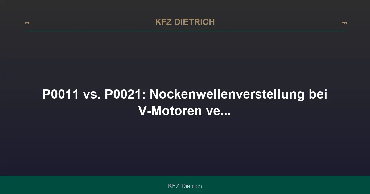 P0011 vs. P0021: Nockenwellenverstellung Bank 1 vs. Bank 2
