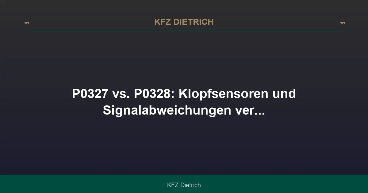 P0327 vs. P0328: Klopfsensor Bank 1 im Vergleich