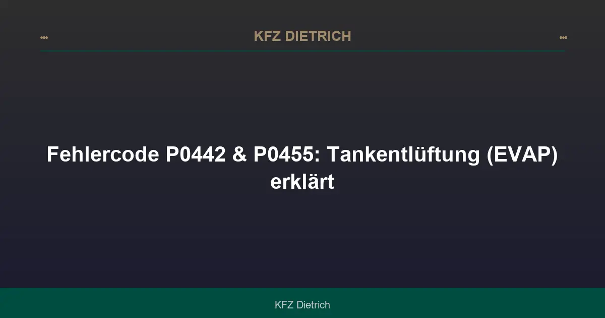 Fehlercode P0442 & P0455: Tankentlüftung (EVAP) erklärt