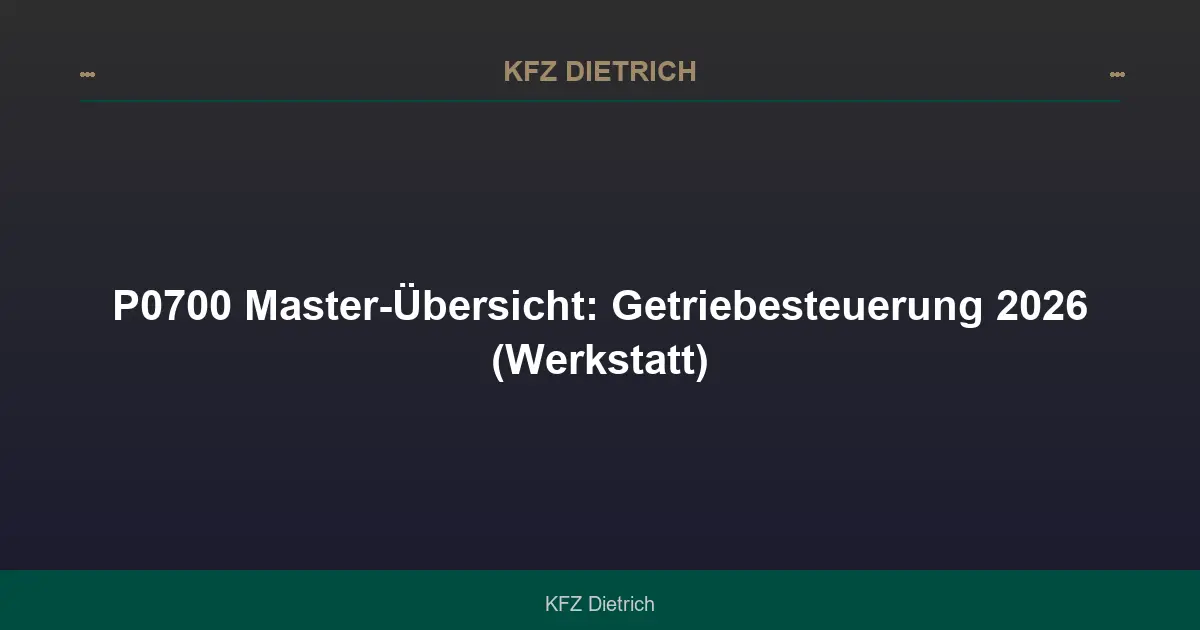 P0700 Master-Übersicht: Getriebesteuerung 2026 (Werkstatt)