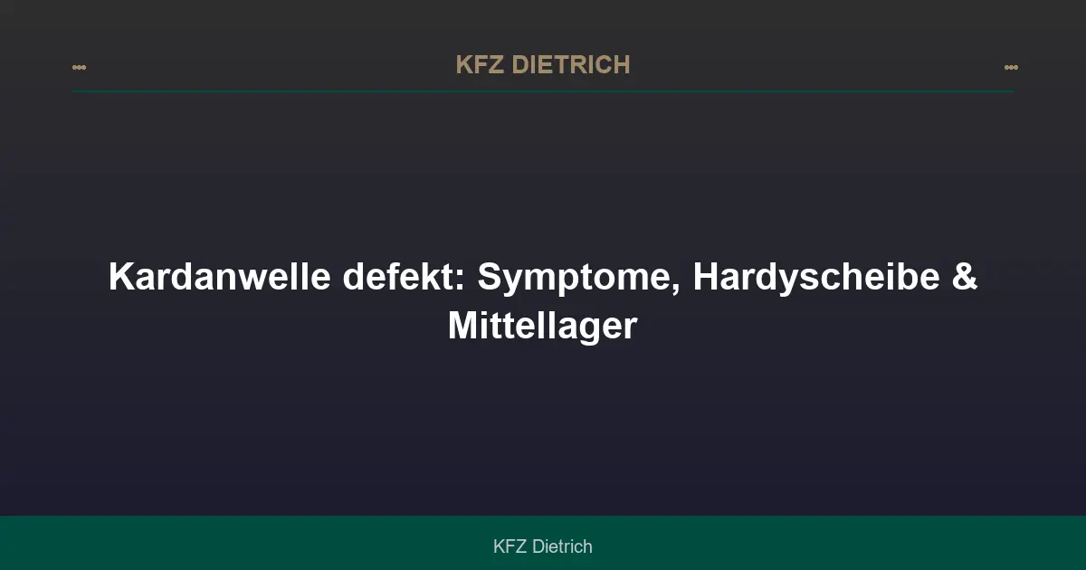 Kardanwelle defekt: Symptome, Hardyscheibe & Mittellager