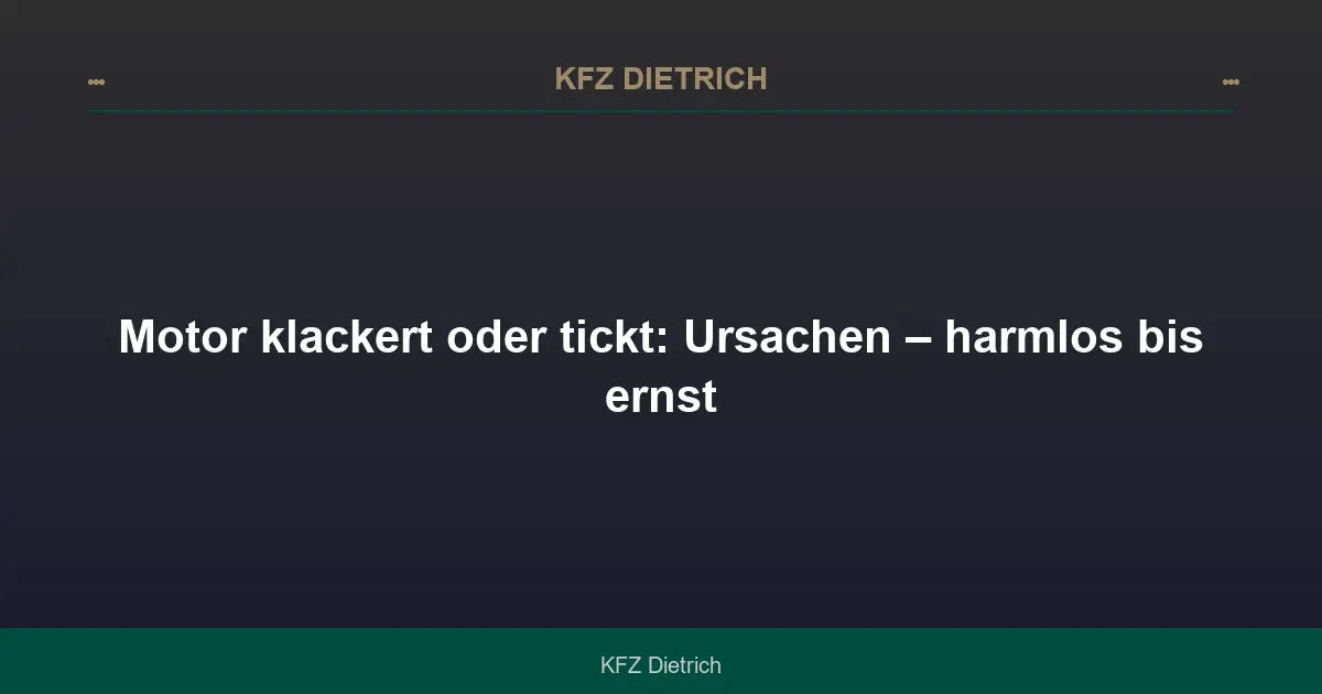Motor klackert oder tickt: Ursachen – harmlos bis ernst