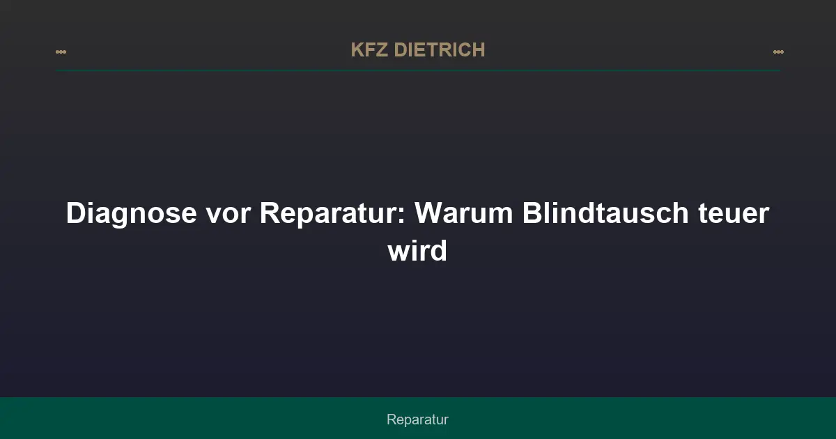 Diagnose vor Reparatur: Warum Blindtausch teuer wird