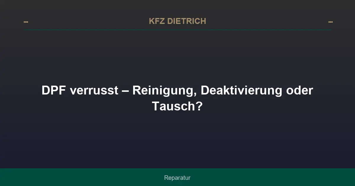 DPF verrusst – Reinigung, Deaktivierung oder Tausch?