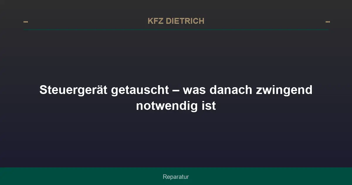 Steuergerät getauscht – was danach zwingend notwendig ist