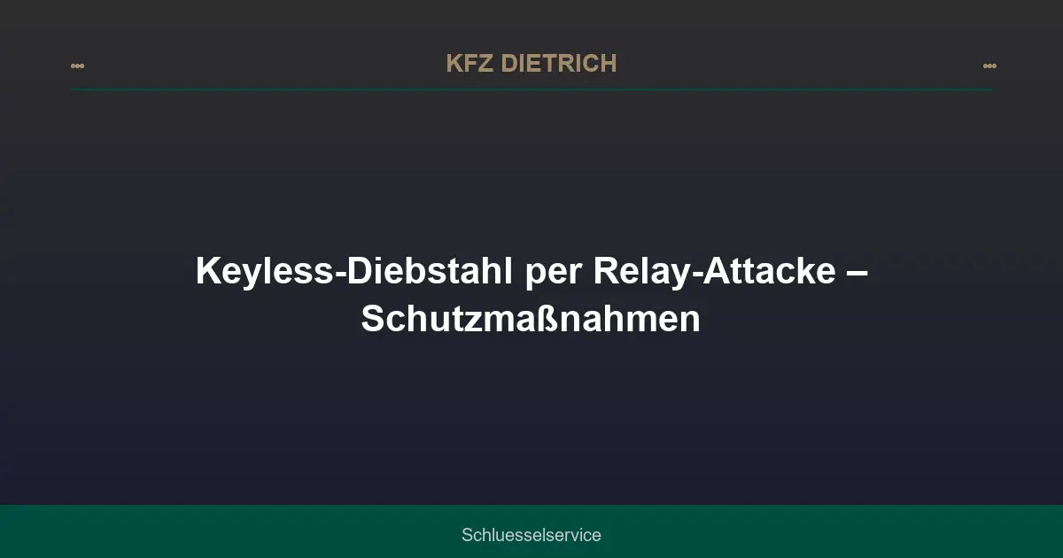 Keyless-Diebstahl per Relay-Attacke – Schutzmaßnahmen