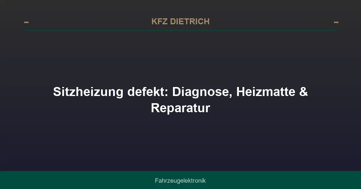 Sitzheizung defekt: Diagnose, Heizmatte & Reparatur
