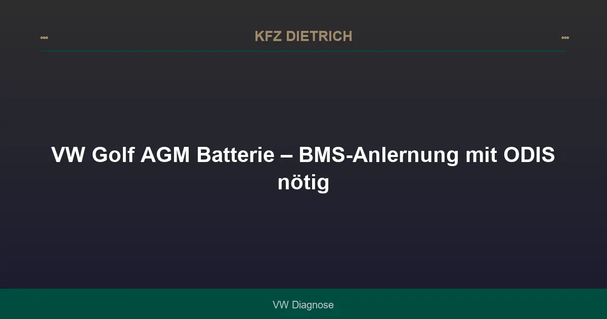 VW Golf AGM Batterie – BMS-Anlernung mit ODIS nötig