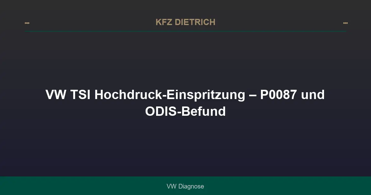 VW TSI Hochdruck-Einspritzung – P0087 und ODIS-Befund