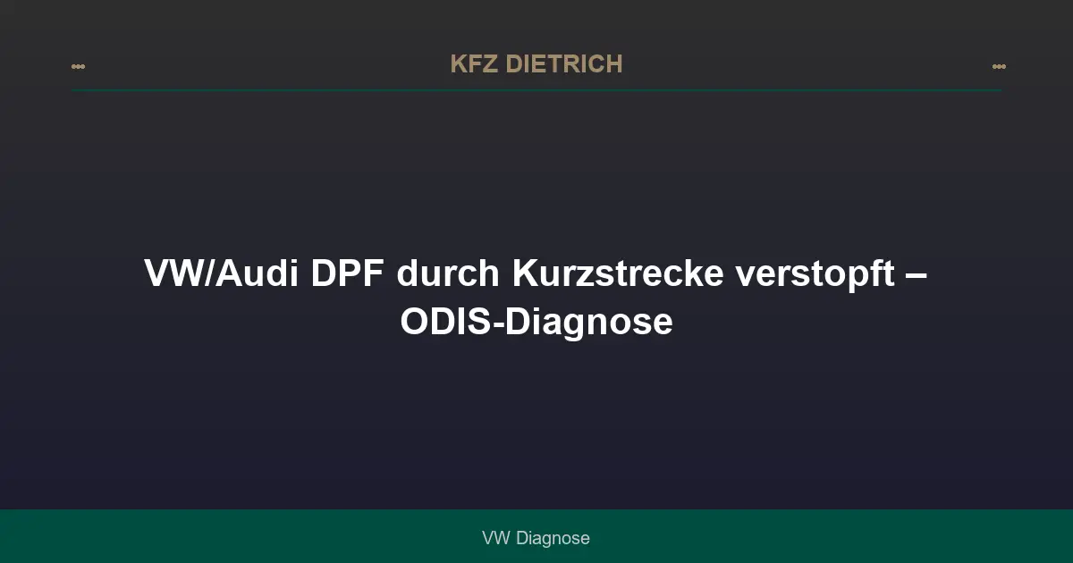 VW/Audi DPF durch Kurzstrecke verstopft – ODIS-Diagnose