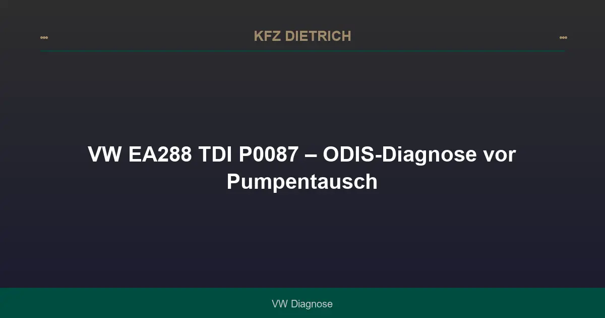 VW EA288 TDI P0087 – ODIS-Diagnose vor Pumpentausch