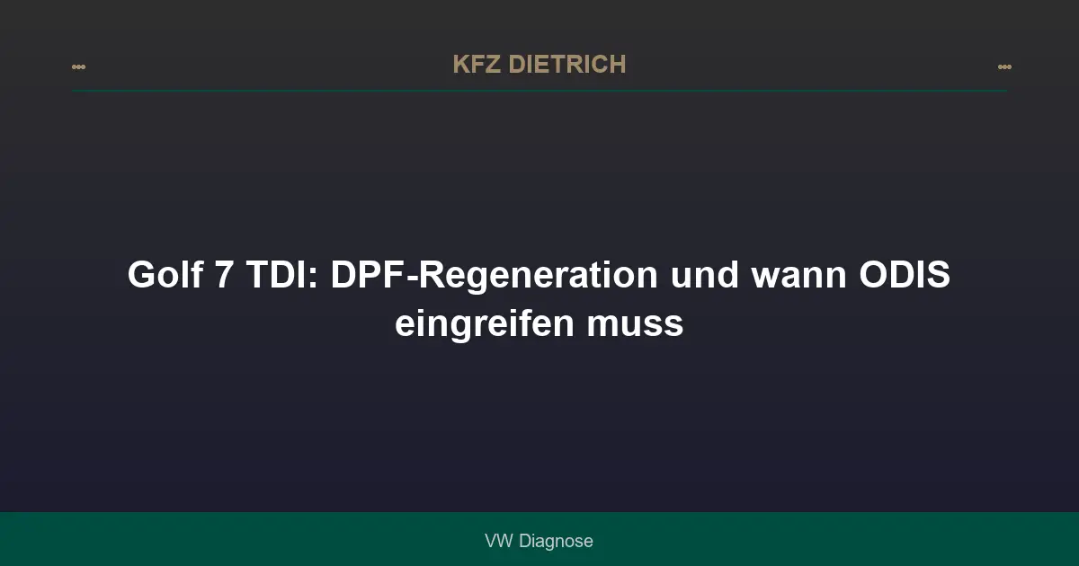 Golf 7 TDI: DPF-Regeneration und wann ODIS eingreifen muss
