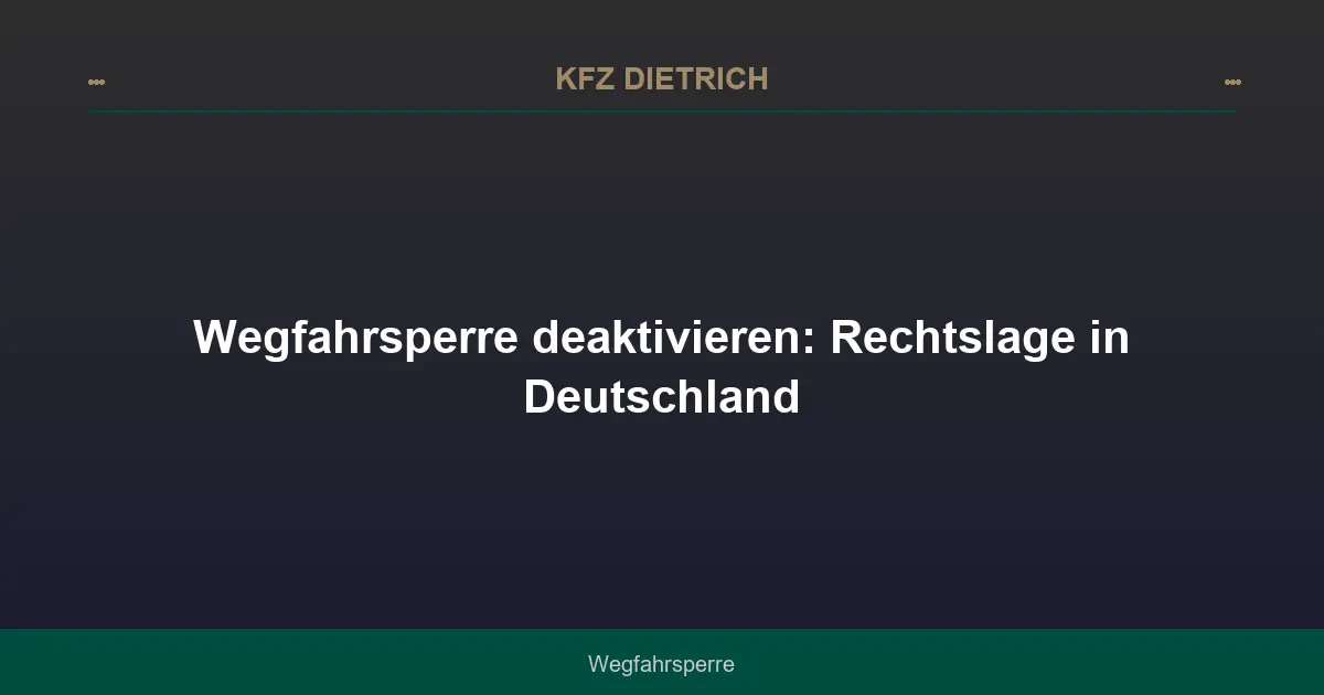 Wegfahrsperre deaktivieren: Rechtslage in Deutschland