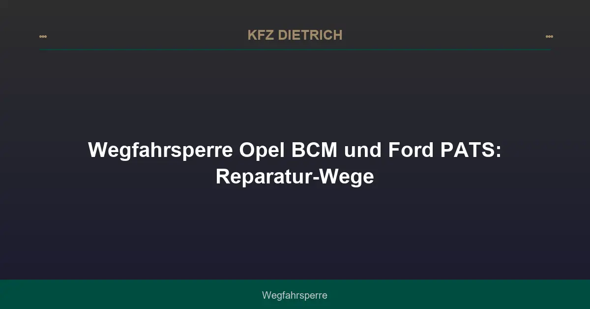 Wegfahrsperre Opel BCM und Ford PATS: Reparatur-Wege