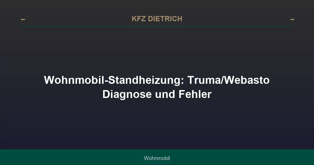 Wohnmobil-Standheizung: Truma/Webasto Diagnose und Fehler